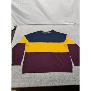 Original Use Colorblock Rugby Sweatshirt Mens XL Maroon‎ Navy Yellow Fall Preppy